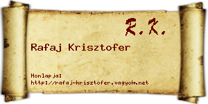 Rafaj Krisztofer névjegykártya
